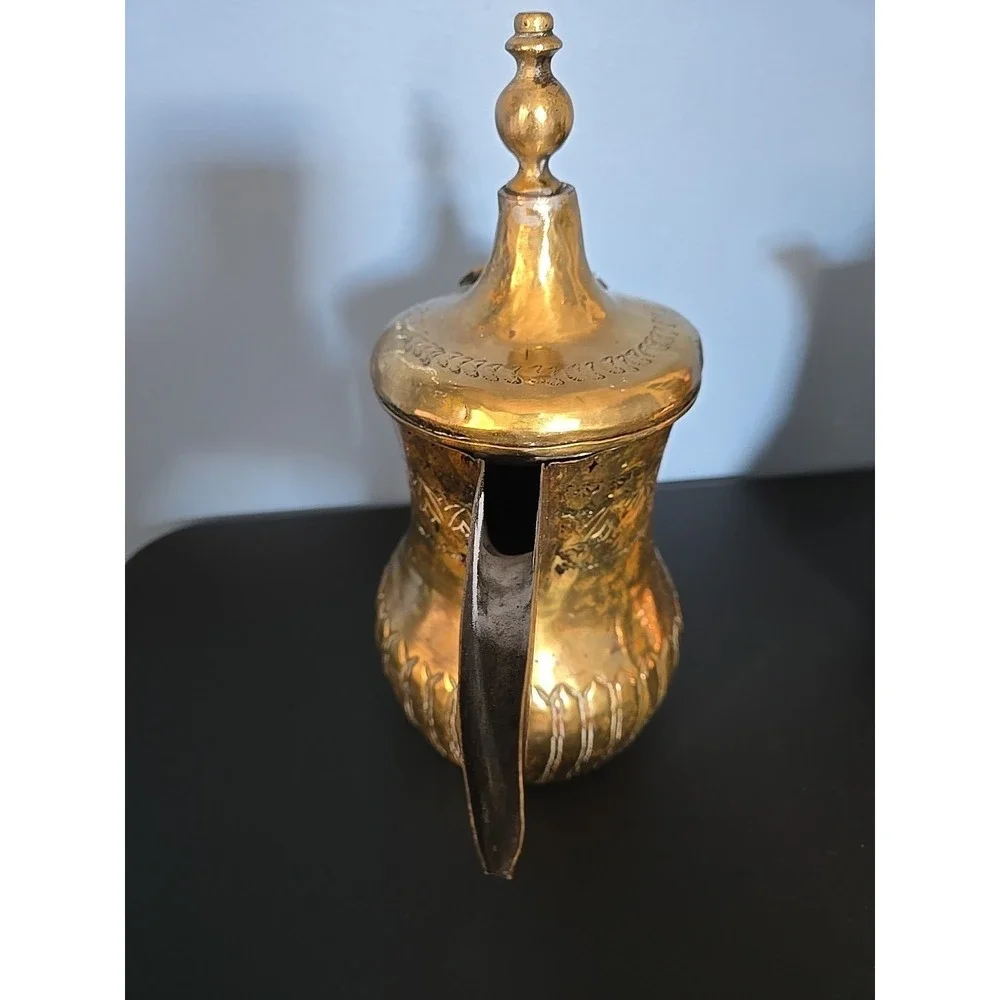 Antique Brass Middle Eastern Dallah Coffee Tea Pot Turkish Arabic‎ 10